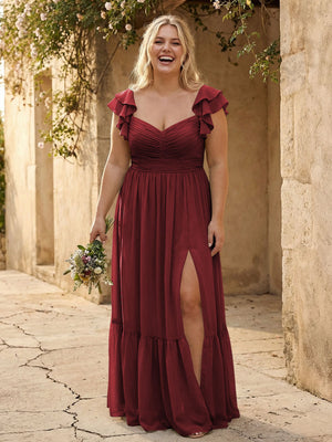 Chiffon Sweetheart Ruffles Bridesmaid Dresses