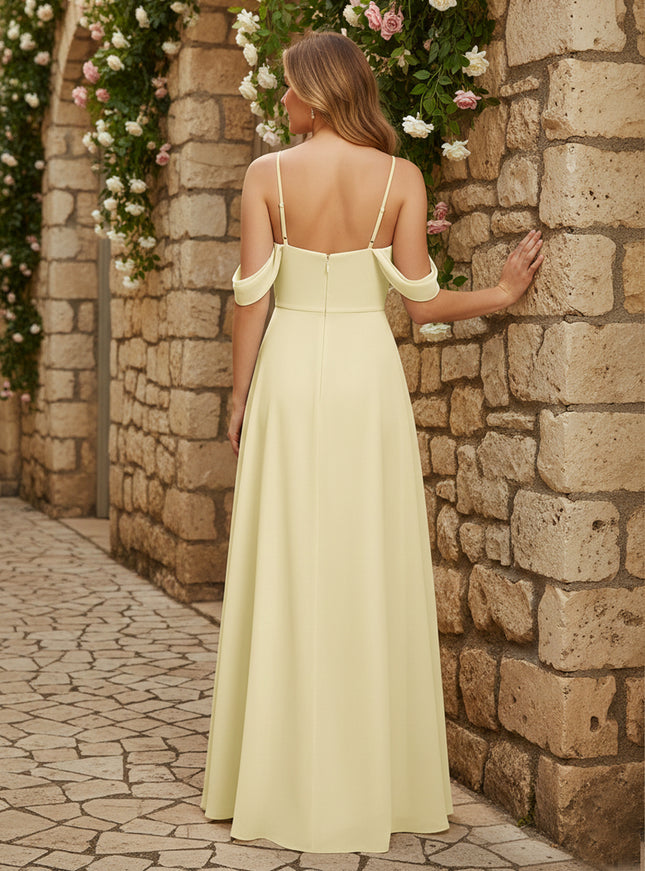 Chiffon Off the Shoulder Pleated Bridesmaid Dresses