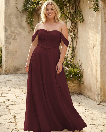 Chiffon Off the Shoulder Pleated Bridesmaid Dresses