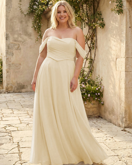 Chiffon Off the Shoulder Pleated Bridesmaid Dresses