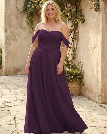 Chiffon Off the Shoulder Pleated Bridesmaid Dresses