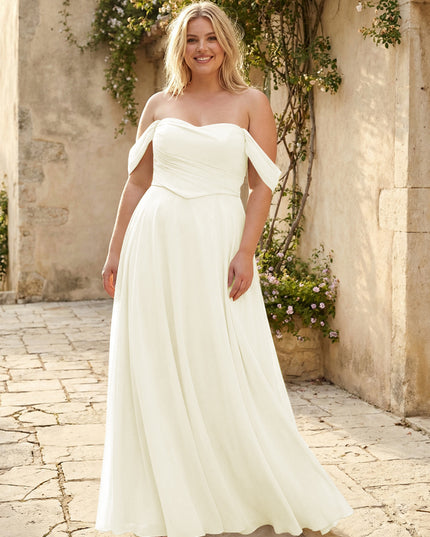 Chiffon Off the Shoulder Pleated Bridesmaid Dresses