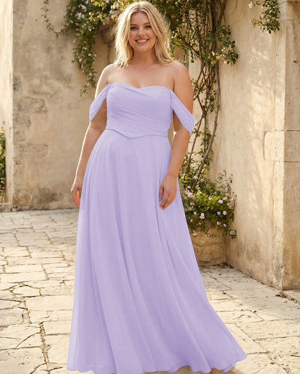 Chiffon Off the Shoulder Pleated Bridesmaid Dresses