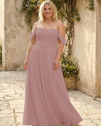 Chiffon Off the Shoulder Pleated Bridesmaid Dresses
