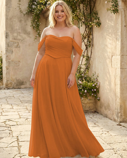 Chiffon Off the Shoulder Pleated Bridesmaid Dresses