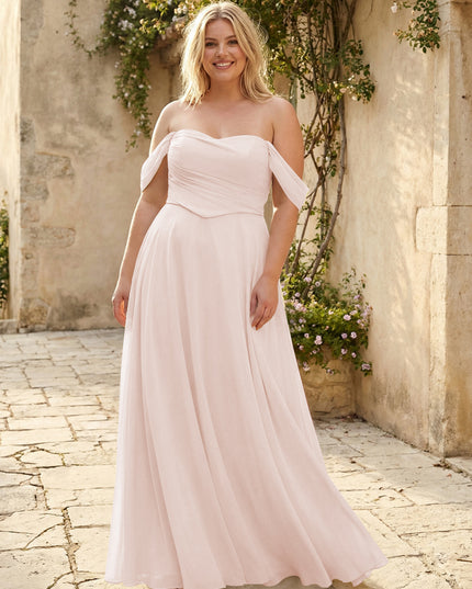 Chiffon Off the Shoulder Pleated Bridesmaid Dresses
