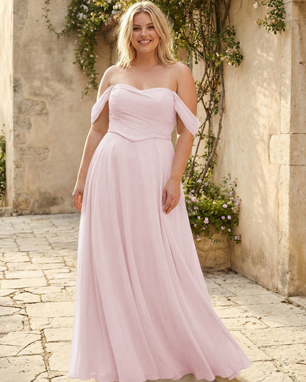 Chiffon Off the Shoulder Pleated Bridesmaid Dresses