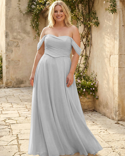 Chiffon Off the Shoulder Pleated Bridesmaid Dresses