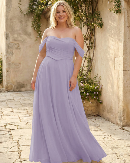 Chiffon Off the Shoulder Pleated Bridesmaid Dresses