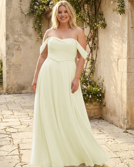 Chiffon Off the Shoulder Pleated Bridesmaid Dresses