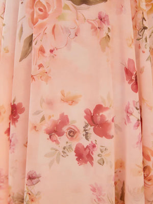 Floral One Shoulder Pleated Formal Dresses