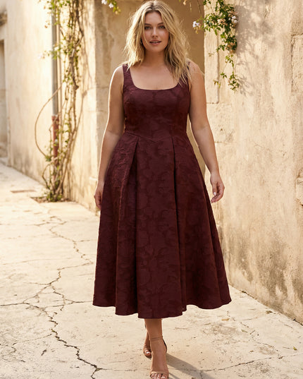 Jacquard Square Neck Pleated Bridesmaid Dresses