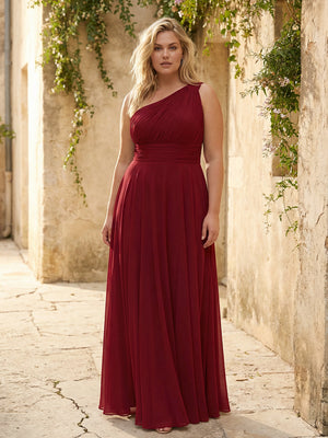 Chiffon One Shoulder Pleated Bridesmaid Dresses