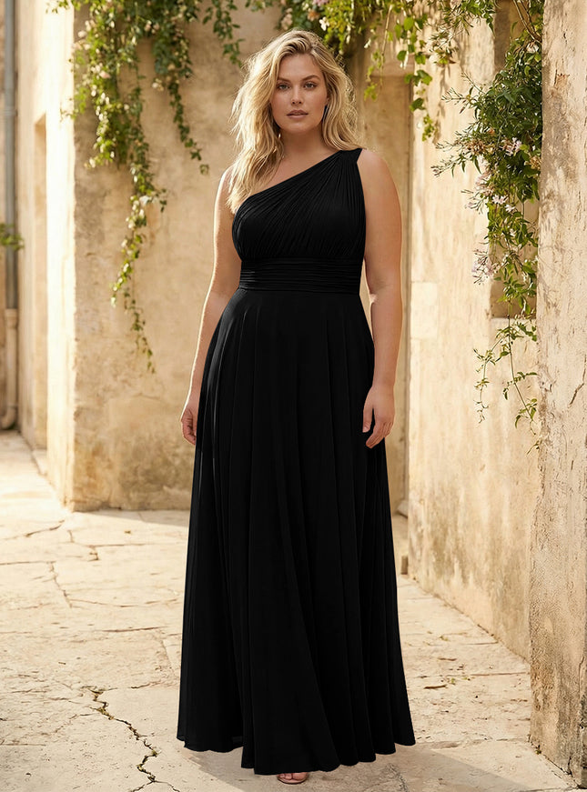 Chiffon One Shoulder Pleated Bridesmaid Dresses