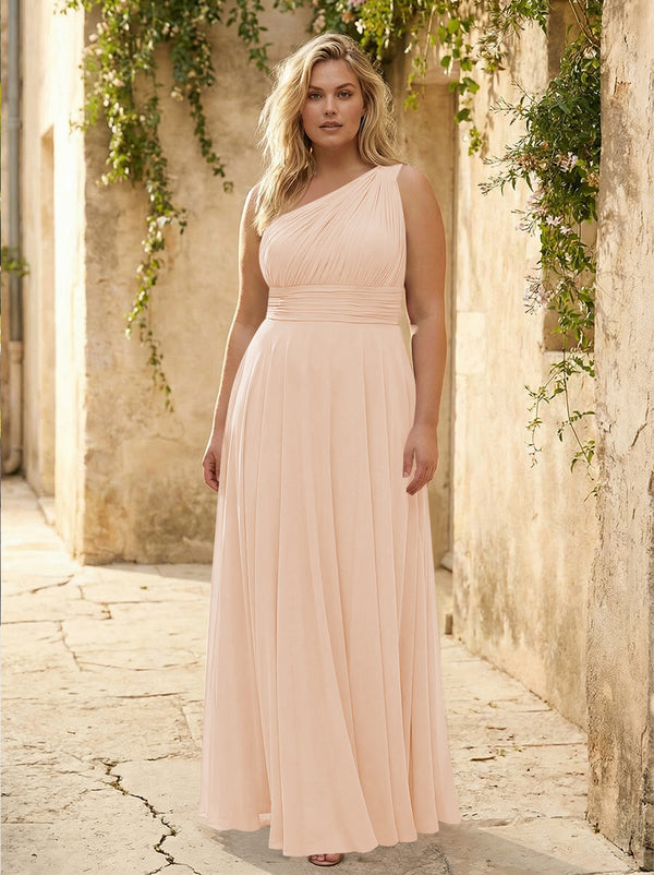 Chiffon One Shoulder Pleated Bridesmaid Dresses