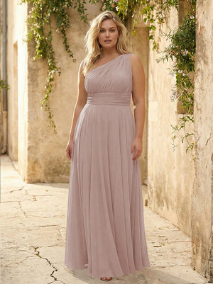 Chiffon One Shoulder Pleated Bridesmaid Dresses