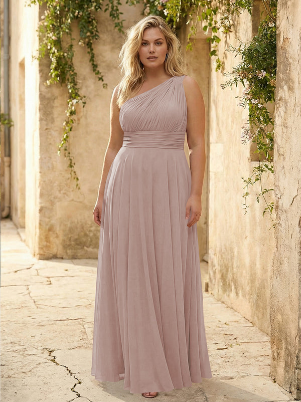 Chiffon One Shoulder Pleated Bridesmaid Dresses