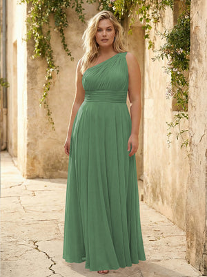 Chiffon One Shoulder Pleated Bridesmaid Dresses