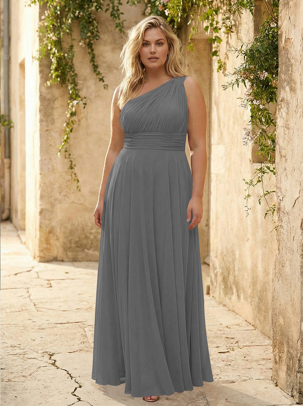 Chiffon One Shoulder Pleated Bridesmaid Dresses