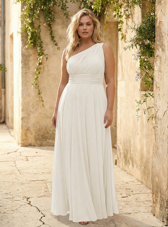Chiffon One Shoulder Pleated Bridesmaid Dresses