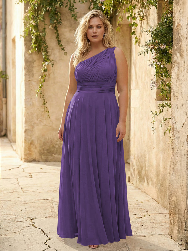 Chiffon One Shoulder Pleated Bridesmaid Dresses