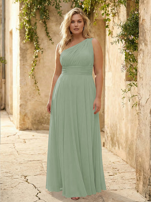 Chiffon One Shoulder Pleated Bridesmaid Dresses