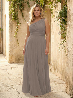 Chiffon One Shoulder Pleated Bridesmaid Dresses