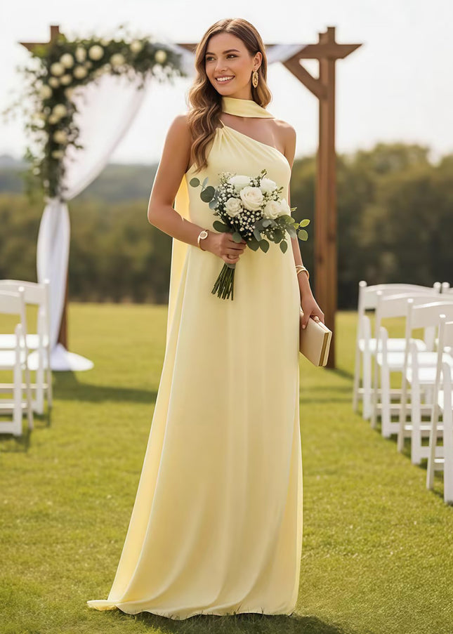 One Shoulder Bridesmaid Dresses with Scarf Wedding Guest Dresses