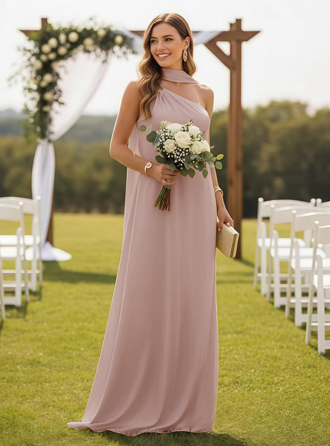 One Shoulder Bridesmaid Dresses with Scarf Wedding Guest Dresses