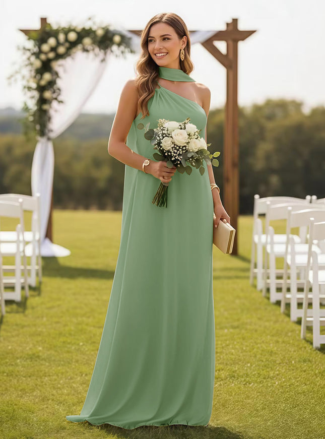 One Shoulder Bridesmaid Dresses with Scarf Wedding Guest Dresses