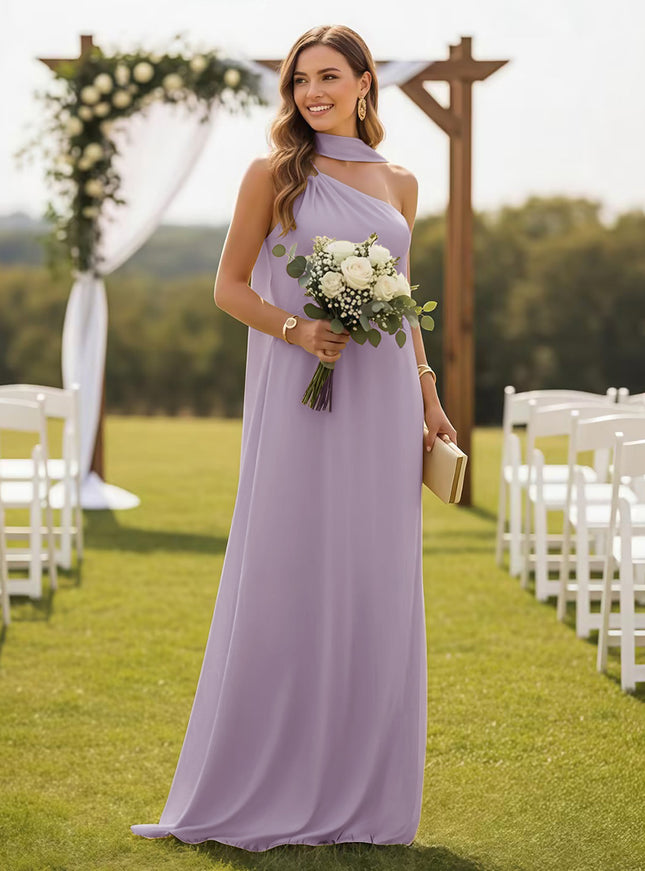 One Shoulder Bridesmaid Dresses with Scarf Wedding Guest Dresses