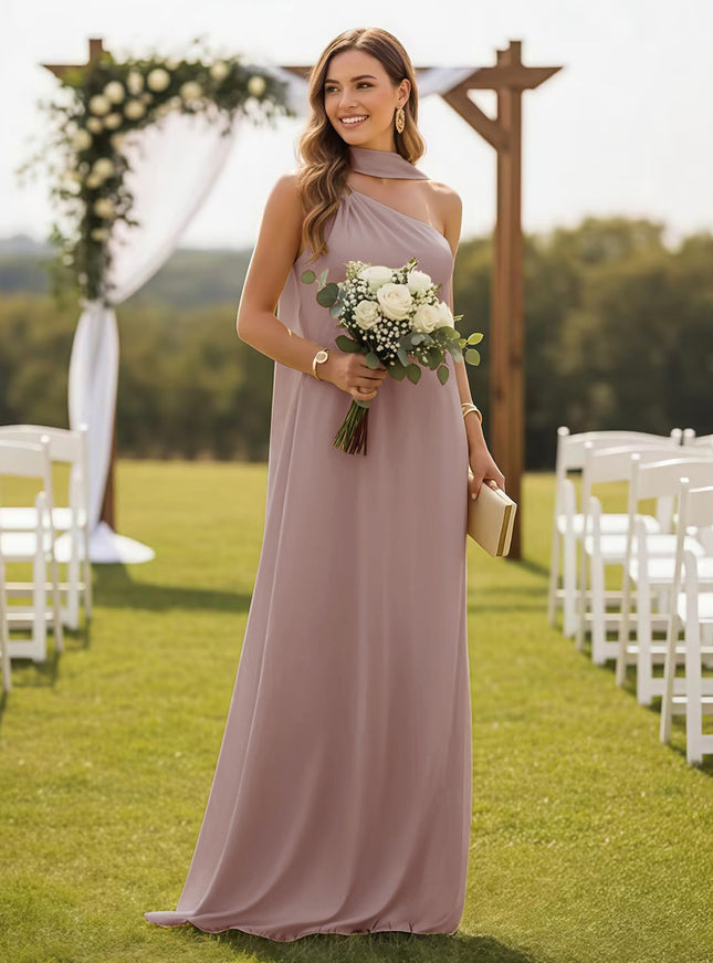One Shoulder Bridesmaid Dresses with Scarf Wedding Guest Dresses