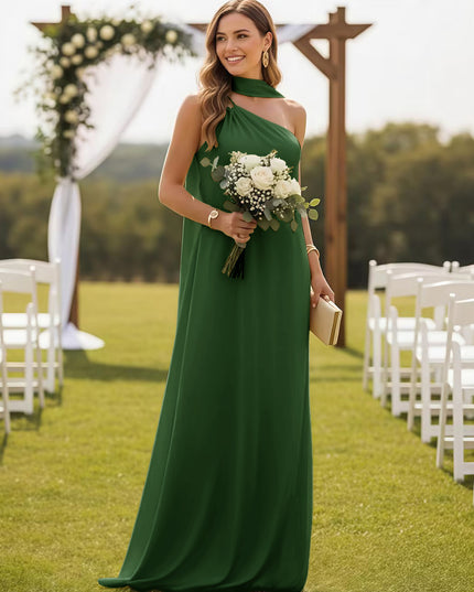 One Shoulder Bridesmaid Dresses with Scarf Wedding Guest Dresses