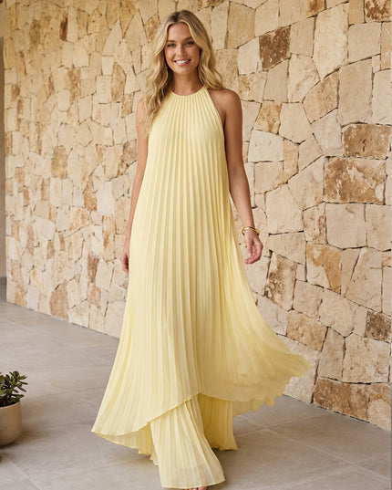 Halter Pleated Chiffon Bridesmaid Dresses A Line Maxi Dresses
