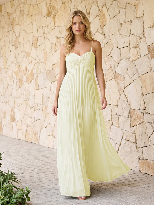 Spaghetti Straps Pleated Chiffon Bridesmaid Dresses