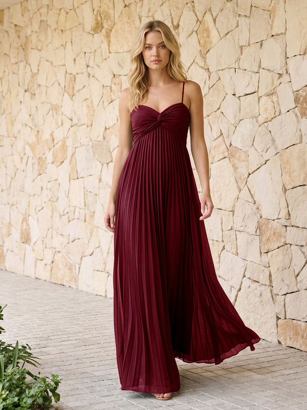 Spaghetti Straps Pleated Chiffon Bridesmaid Dresses