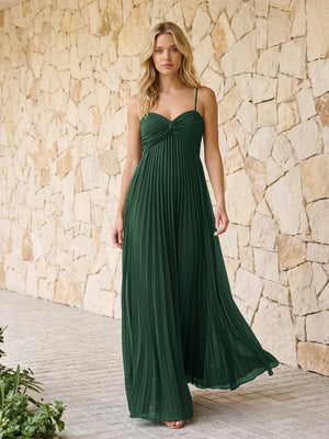 Spaghetti Straps Pleated Chiffon Bridesmaid Dresses