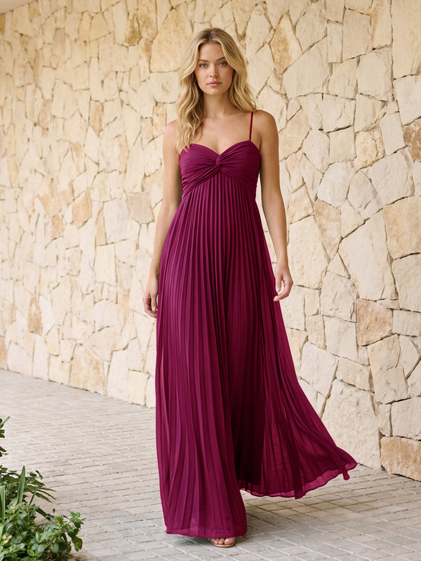 Spaghetti Straps Pleated Chiffon Bridesmaid Dresses