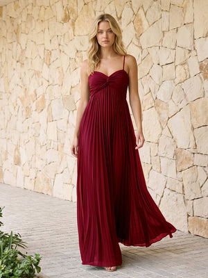 Spaghetti Straps Pleated Chiffon Bridesmaid Dresses