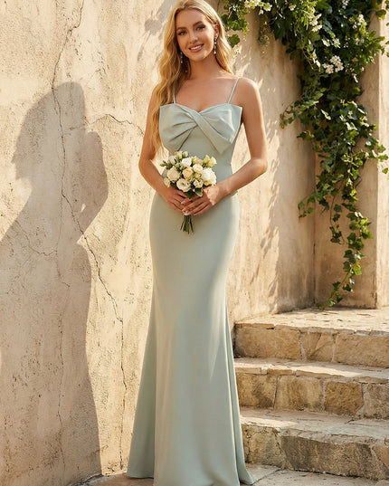 Satin Mermaid Bridesmaid Dresses - Spaghetti Straps with Bow Bodice