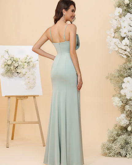 Satin Mermaid Bridesmaid Dresses - Spaghetti Straps with Bow Bodice
