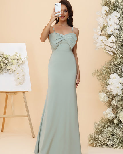 Satin Mermaid Bridesmaid Dresses - Spaghetti Straps with Bow Bodice