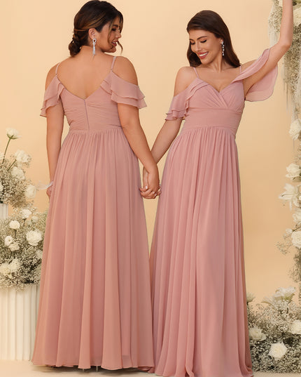 Spaghetti Straps Chiffon Bridesmaid Dresses with Ruffles