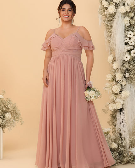 Spaghetti Straps Chiffon Bridesmaid Dresses with Ruffles