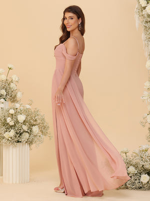 Spaghetti Straps Chiffon Bridesmaid Dresses with Slit