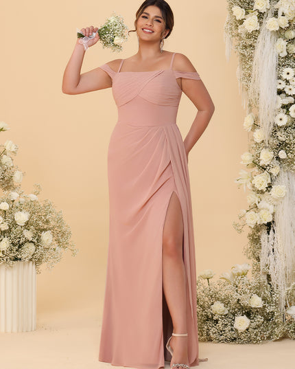 Spaghetti Straps Chiffon Bridesmaid Dresses with Slit