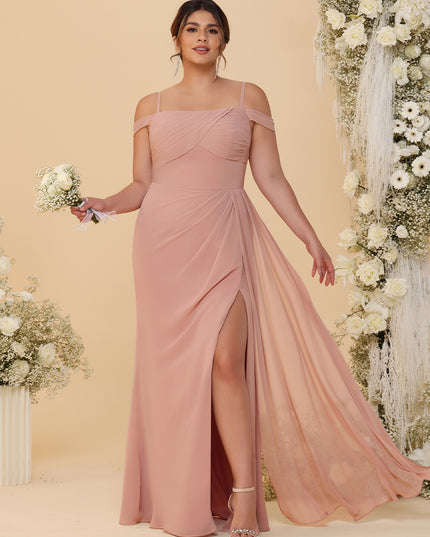 Spaghetti Straps Chiffon Bridesmaid Dresses with Slit