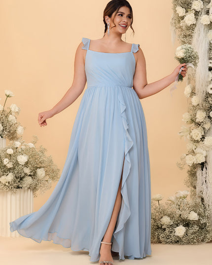 Spaghetti Straps Chiffon Bridesmaid Dresses with Slit