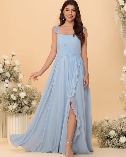 Spaghetti Straps Chiffon Bridesmaid Dresses with Slit