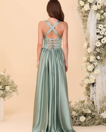 Spaghetti Straps Satin Pleated Bridesmaid Dresses